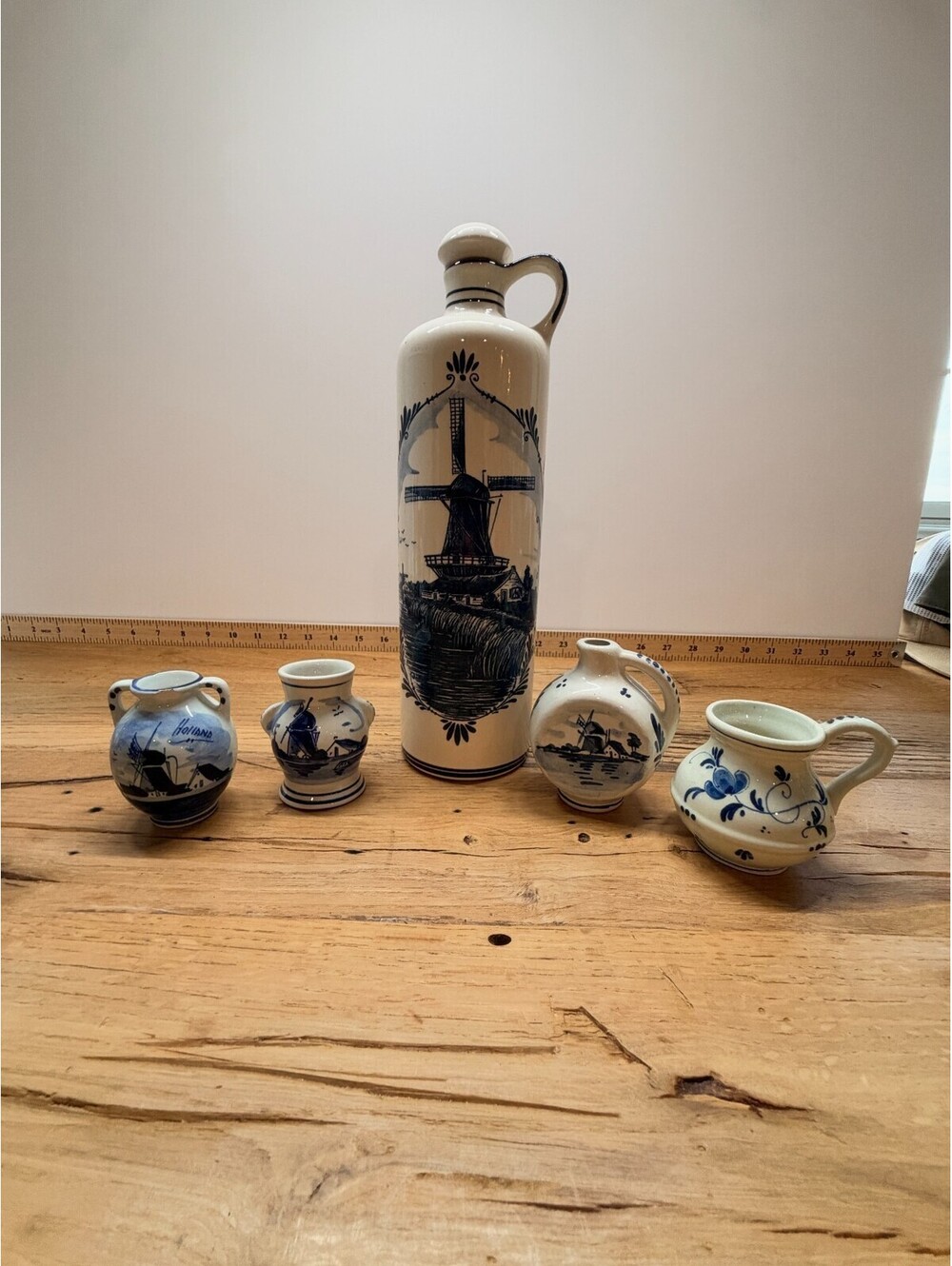 Vintage Delft Blue Holland Handwerks Corked Bottle and More mid-20th-century